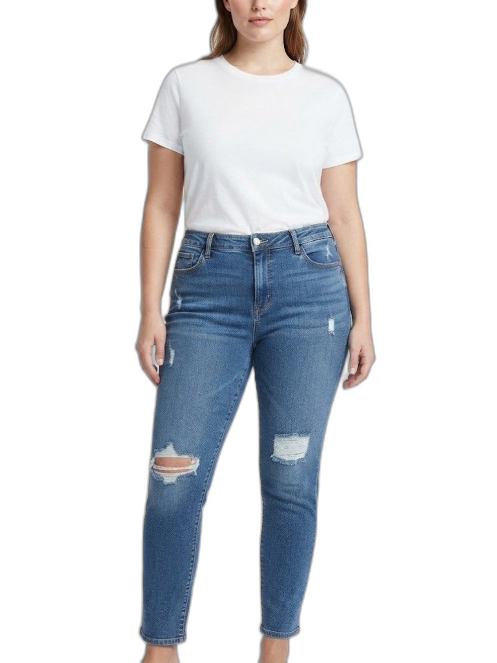 OLD NAVY Boyfriend Skinny Ajustes Blue Denim Jean Mid Rise Women Size 14